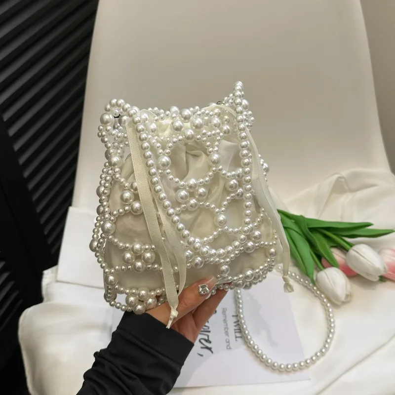 구슬 장식 흰색 버킷 숄더 및 크로스 바디 백 여성을위 - Luxury Bags On Sales 리뷰 및 가격