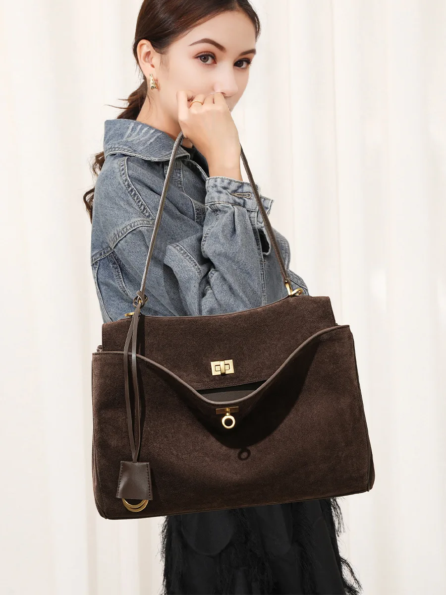 가을 겨울 여성용 스웨이드 천연 가죽 가방 숄더 핸드백 - Luxury Bags Tote 리뷰 및 가격
