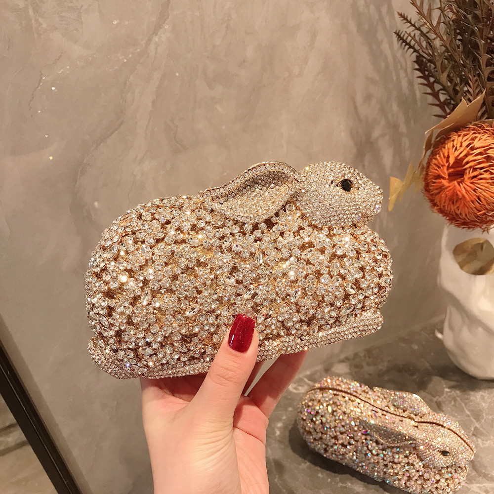 럭셔리 귀여운 토끼 금속 상자 크리스탈 라인스톤 다이아 - Luxury Bags Cute 리뷰 및 가격